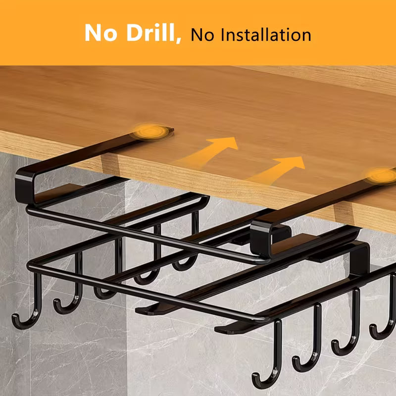Stainless Steel Telescopic Hanging Kitchen Rack – Under-Cabinet Wall-Mounted Storage Organizer
