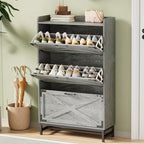 Modern Slim Shoe Storage Cabinet with Flip-Down Drawers – Space-Saving Entryway Organizer