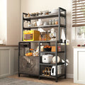 6-Tier Farmhouse Kitchen Baker’s Rack: Heavy-Duty Microwave Stand & Coffee Bar with Storage Cabinet