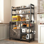 6-Tier Farmhouse Kitchen Baker’s Rack: Heavy-Duty Microwave Stand & Coffee Bar with Storage Cabinet