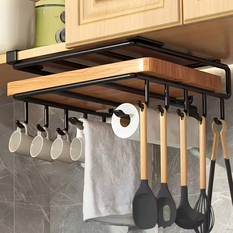 Stainless Steel Telescopic Hanging Kitchen Rack – Under-Cabinet Wall-Mounted Storage Organizer
