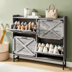 Modern Slim Shoe Storage Cabinet with Flip-Down Drawers – Space-Saving Entryway Organizer